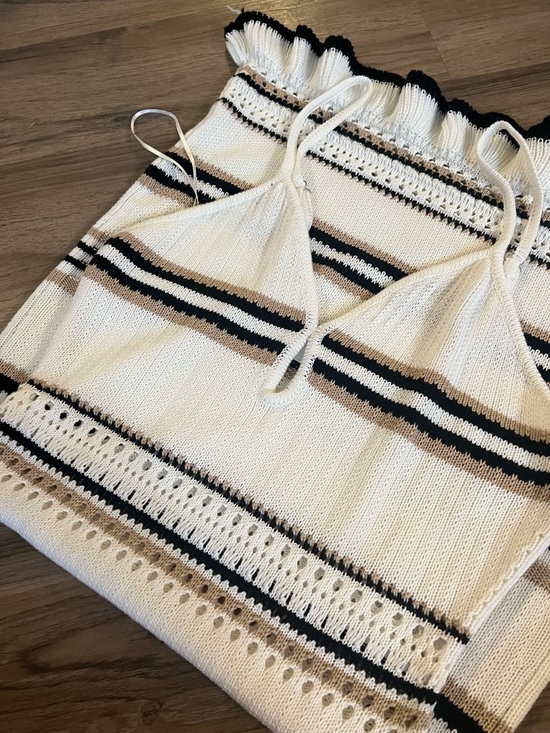 Cream Stripe Knit Spaghetti-Strap Midi Dress - Picture 5 of 5